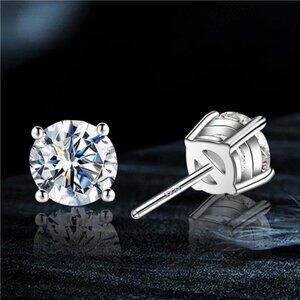 Stud Earrings- 2.0CT D Color,GRA 925 Sterling Silver Earrings for Men